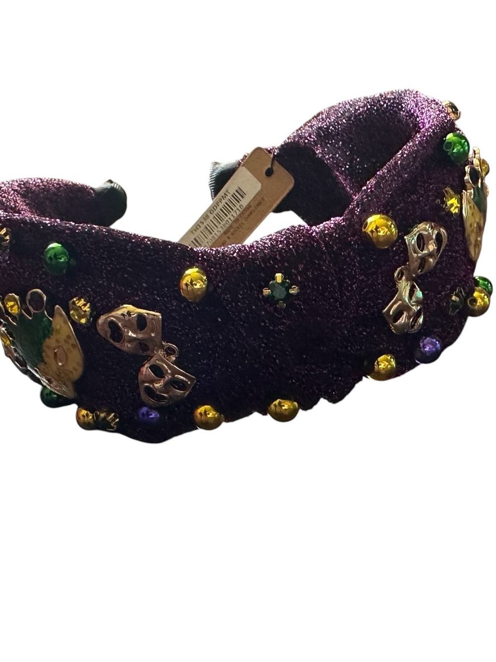 Embellished Purple Velvet Mask Motif Headband Mardi Gras